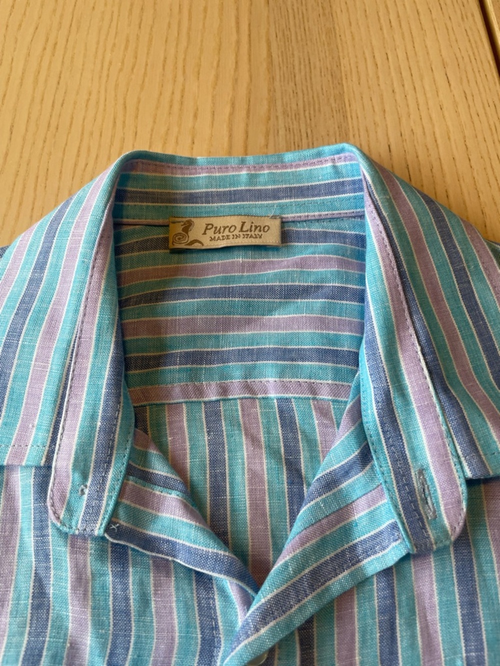Puro Lino 100% Linen Men’s Striped Long sleeve Shirt size lg made in Italy linen
